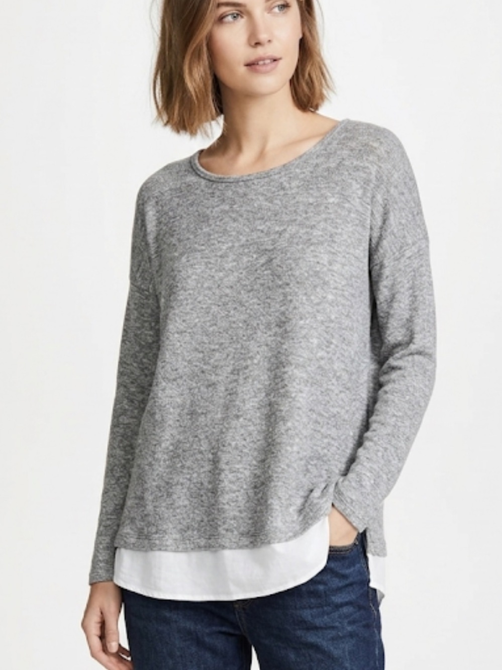 Silence + noise gray over sized shirt hem boho sweater size small